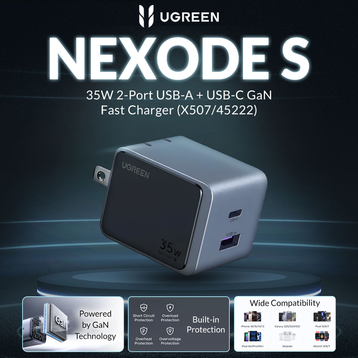 UGREEN Nexode S 2-Port USB-A + USB-C 35W GaN Fast Charger (X507/45222)