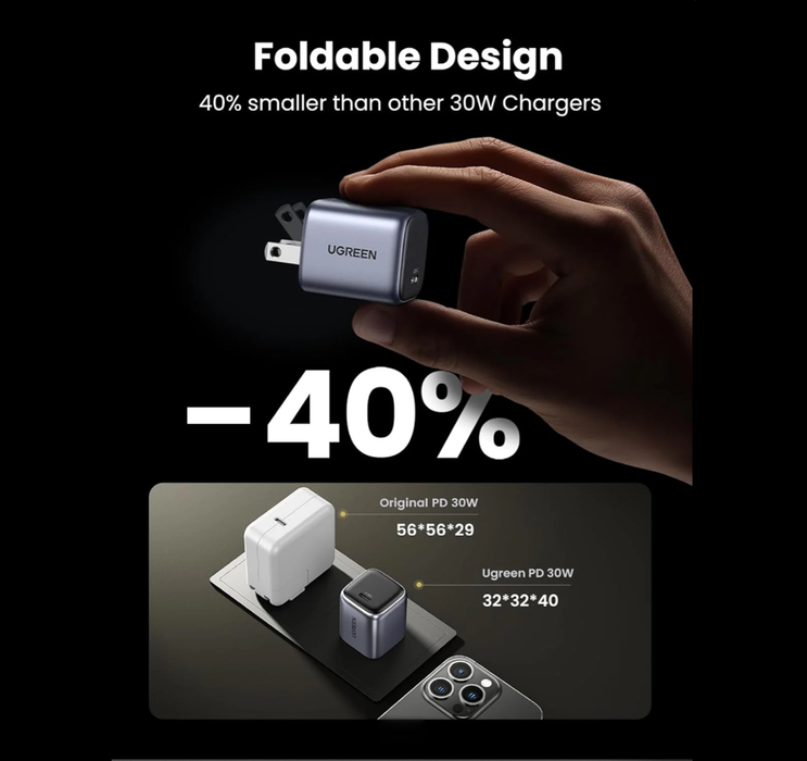 UGREEN Nexode Mini 30W USB-C PD GaN Fast Charger + Cable (CD319/25256)