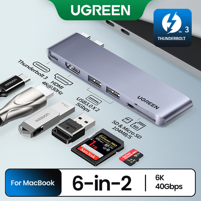 UGREEN Dual USB C Multi-Function Adapter Hub UGREEN CM380-80856