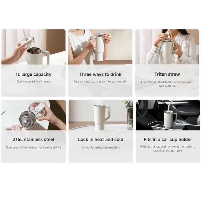 Xiaomi Straw Mug | 1L large capacity  | 316L stainless steel | Lock in heat and cold