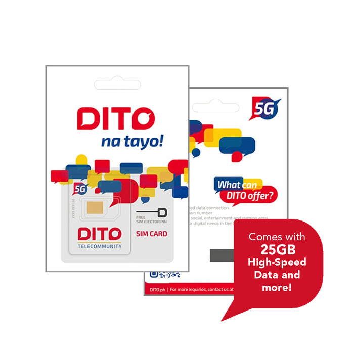 DITO Prepaid SIM Pack Vanity Numbers: 100,-200-900 w/ 25GB DATA (VANITY NUMBER)