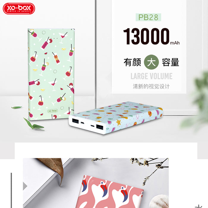 XO PB28 Powerbank 1300mAh For Micro and Type-C with 3D Color Drawing Printing